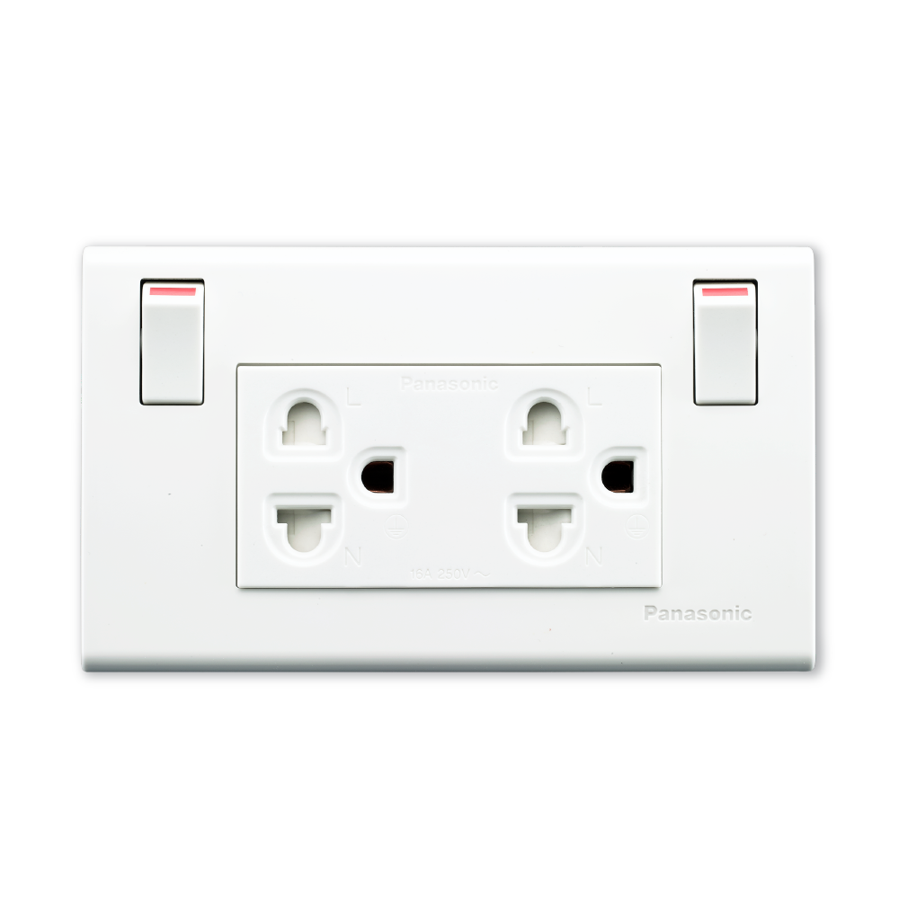 Wide - Bộ ổ cắm 3 chấu 2 công tắc