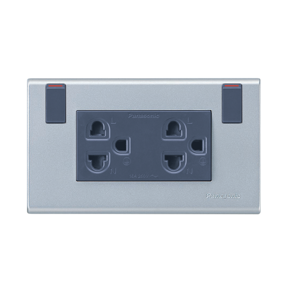 Wide - Bộ ổ cắm 3 chấu 2 công tắc