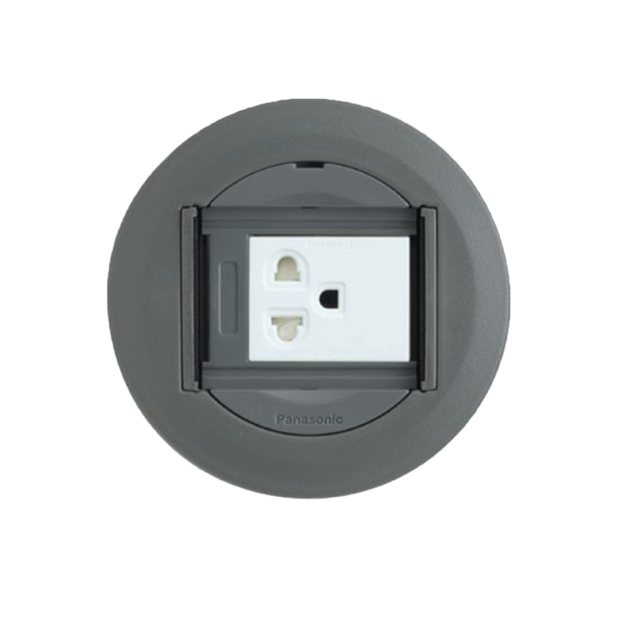 Ổ cắm đơn âm sàn có dây nối đất, có màn che DU8102HTC-1