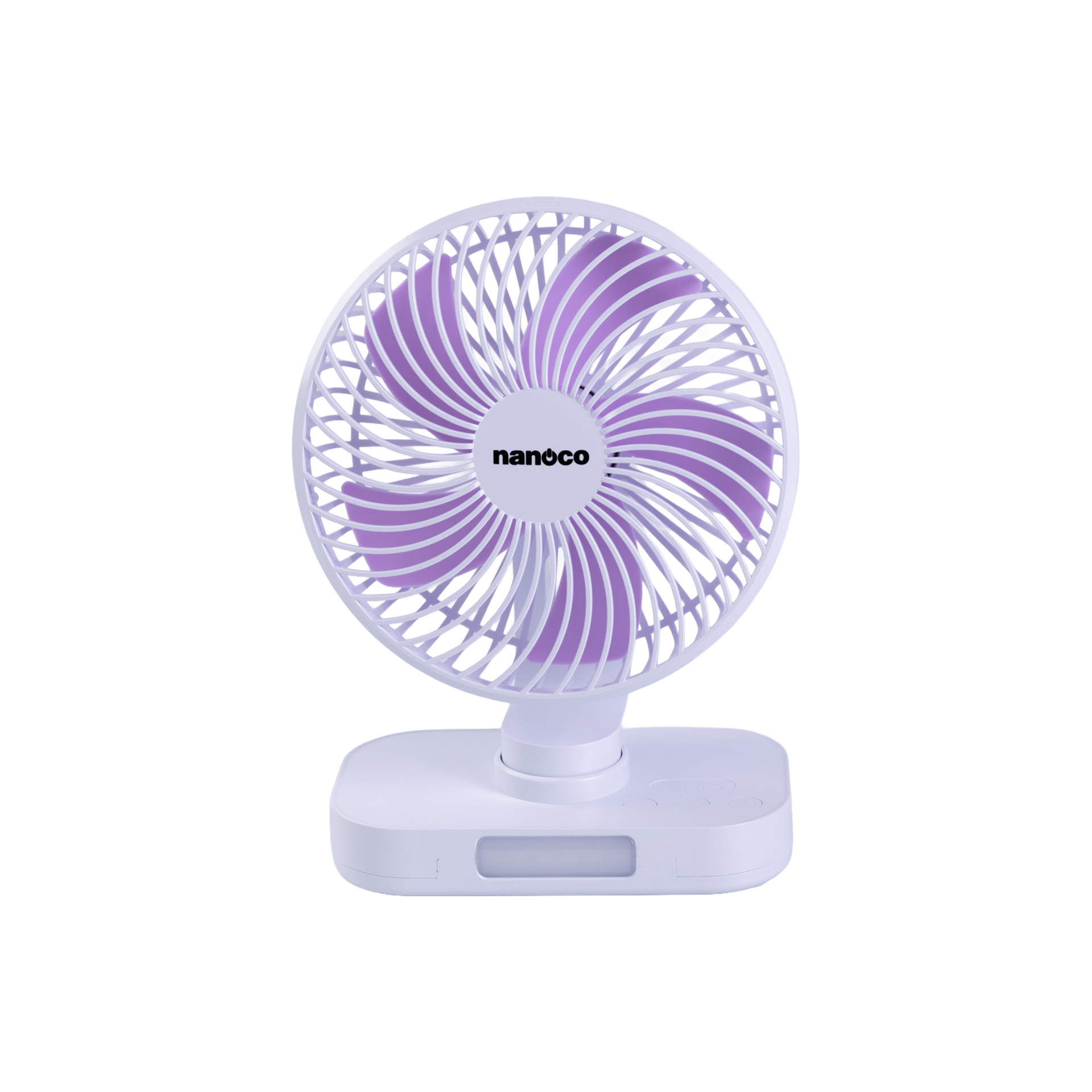 Quạt sạc 6inch, màu trắng, có xoay, đèn