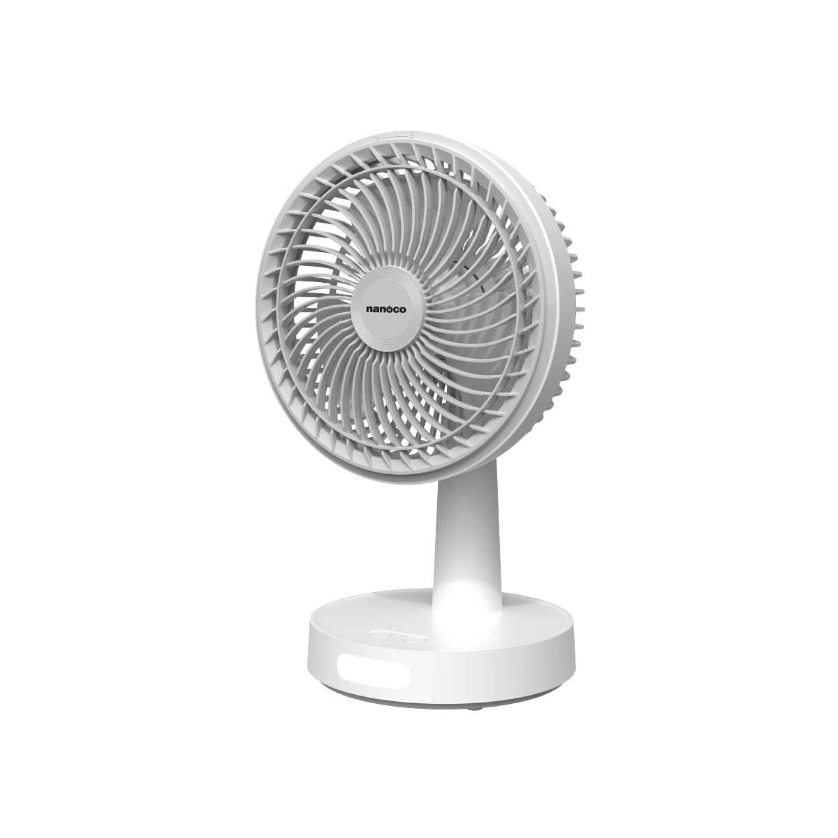 Quạt sạc 8inch, màu trắng, có xoay, đèn