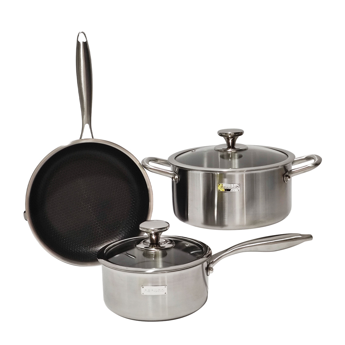 Bộ nồi chảo inox 304, 3 lớp, 2mm